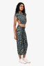 Isabel Marant Etoile Navy Printed 'Jeldia' Crop Top + Midi Skirt Set Size 38