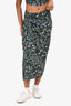 Isabel Marant Etoile Navy Printed 'Jeldia' Crop Top + Midi Skirt Set Size 38