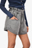 Isabel Marant Etoile Grey Denim Ruched High Waisted Shorts Size 36