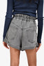 Isabel Marant Etoile Grey Denim Ruched High Waisted Shorts Size 36