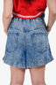 Isabel Marant Etoile Blue Denim Ruched High Waisted Shorts Size 38