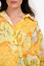 Faithful The Brand Yellow Linen Printed Short Sleeve Button Down Shirt Size 6