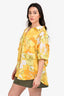 Faithful The Brand Yellow Linen Printed Short Sleeve Button Down Shirt Size 6