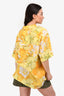 Faithful The Brand Yellow Linen Printed Short Sleeve Button Down Shirt Size 6