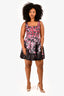 Red Valentino Black/Pink Floral Nylon Mini Dress Size 42