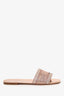 Christian Dior Rose Gold Metallic Canvas Crystal Embellished D-Way Flat Slides Size 36.5