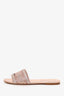 Christian Dior Rose Gold Metallic Canvas Crystal Embellished D-Way Flat Slides Size 36.5