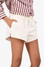 Chloe White Cotton/Linen Drawstring Mini Shorts Size 38