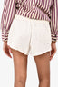 Chloe White Cotton/Linen Drawstring Mini Shorts Size 38