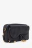 Dior 2021 Black Goatskin Double Saddle Pouch Crossbody