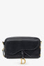 Dior 2021 Black Goatskin Double Saddle Pouch Crossbody