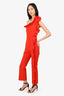 MSGM Red Ruffle Detail One-Shoulder Jumpsuit Size 38