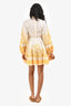 Zimmermann Cream/Pink Linen Button Down Long Sleeves Belted Dress Size 00