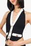 Retrofete Black/White V-Neck Button Detail Vest Size XS