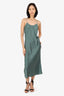 Ba&sh Green Satin Crystal Chain Strap Midi Dress Size XS