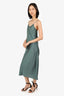 Ba&sh Green Satin Crystal Chain Strap Midi Dress Size XS