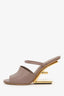 Fendi Taupe Leather 'Fendi First' Heels Size 36.5