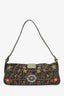 Fendi Multicolor Floral Beaded Zucca Canvas Lizard Trimmed Shoulder Bag