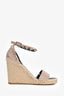 Valentino Blush Leather Rockstud Espadrille Wedges Size 37 NIB