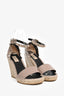 Valentino Blush Leather Rockstud Espadrille Wedges Size 37 NIB