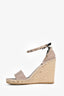 Valentino Blush Leather Rockstud Espadrille Wedges Size 37 NIB