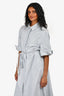 Johnathan Simkhai Grey/White Sear Sucker Collared Button Belted Maxi Dress Size M