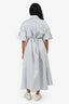 Johnathan Simkhai Grey/White Sear Sucker Collared Button Belted Maxi Dress Size M
