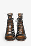 Aquazzura Black Leather Lace Up Heels Size 37.5
