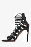 Aquazzura Black Leather Lace Up Heels Size 37.5