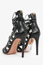 Aquazzura Black Leather Lace Up Heels Size 37.5