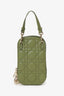 Christian Dior Green Quilted Cannage Phone Holder Case