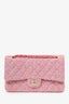 Pre-Loved Chanel™ 2021 Pink Tweed Medium Flap Shoulder Bag