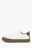 Chloe White Leather Scalloped 'Lauren' Sneakers Size 40