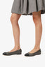 Pre-Loved Chanel™ Grey/Black Leather Toe Cap Flats Size 39.5