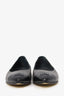 Pre-Loved Chanel™ Grey/Black Leather Toe Cap Flats Size 39.5