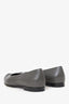 Pre-Loved Chanel™ Grey/Black Leather Toe Cap Flats Size 39.5