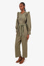 Sea New York Green Khaki Long Sleeve Ruffle Detail Jumpsuit Size 8