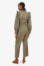 Sea New York Green Khaki Long Sleeve Ruffle Detail Jumpsuit Size 8