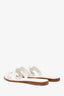 Hermès White Leather H Oran Sandals Size 37