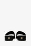 Pre-Loved Chanel™ 2021 Black/White Lambskin Interlocking CC Logo Embroidered Slides Size 37