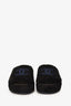 Pre-Loved Chanel™ 2022 Black/Navy Fabric Interlocking CC Logo Platform Slides Size 37