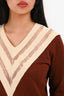 Sandro Brown Knit Crochet V-Neck Long Sleeve Sweater Size 0