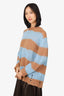 Acne Studios Blue/Brown Mohair Striped Distressed Knit Sweater Size XS