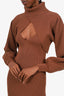 Ronny Kobo Brown Knit Dress with Long Sleeve Turtle Neck Cropped Sweater Size M