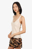 G. Cream Merino Wool/Silk Ribbed Sleeveles V-Neck Top Size M