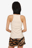 G. Cream Merino Wool/Silk Ribbed Sleeveles V-Neck Top Size M