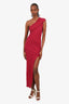 Rick Owens Red Athena Stretch Knit Long Dress Size L