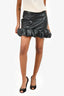 House of CB Black Vegan Leather Ruffled Skirt Size S