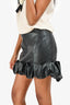 House of CB Black Vegan Leather Ruffled Skirt Size S