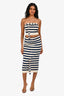 Ser.o.ya Cream/Navy Striped Tube Top + Midi Skirt Set Size S